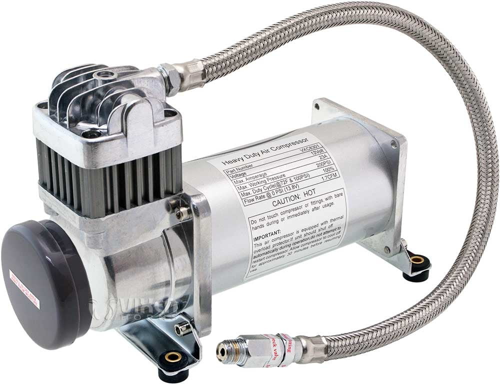 Vixen Horns 12V Air Compressor with Tank 1.5 Gallon - 150 PSI Working Pressure Onboard Air System for Train Horns/Inflating Tires, VXO8315