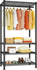 Ulif H4 Mini Portable Closet, 4 Tiers Freestanding Clothing Garment Rack for Small Space, Metal Clothes Wardrobe System for Bedroom, 23.6 W x 14 D x 76.4 H, Load 502 lbs, Black