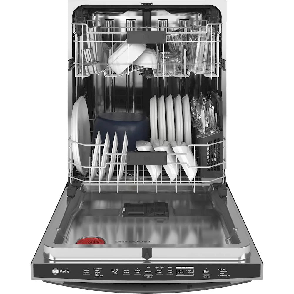 GE Profile - Hidden Control Built-In Dishwasher with Stainless Steel Tub, Fingerprint Resistance, 42 dBA - Stainless steel