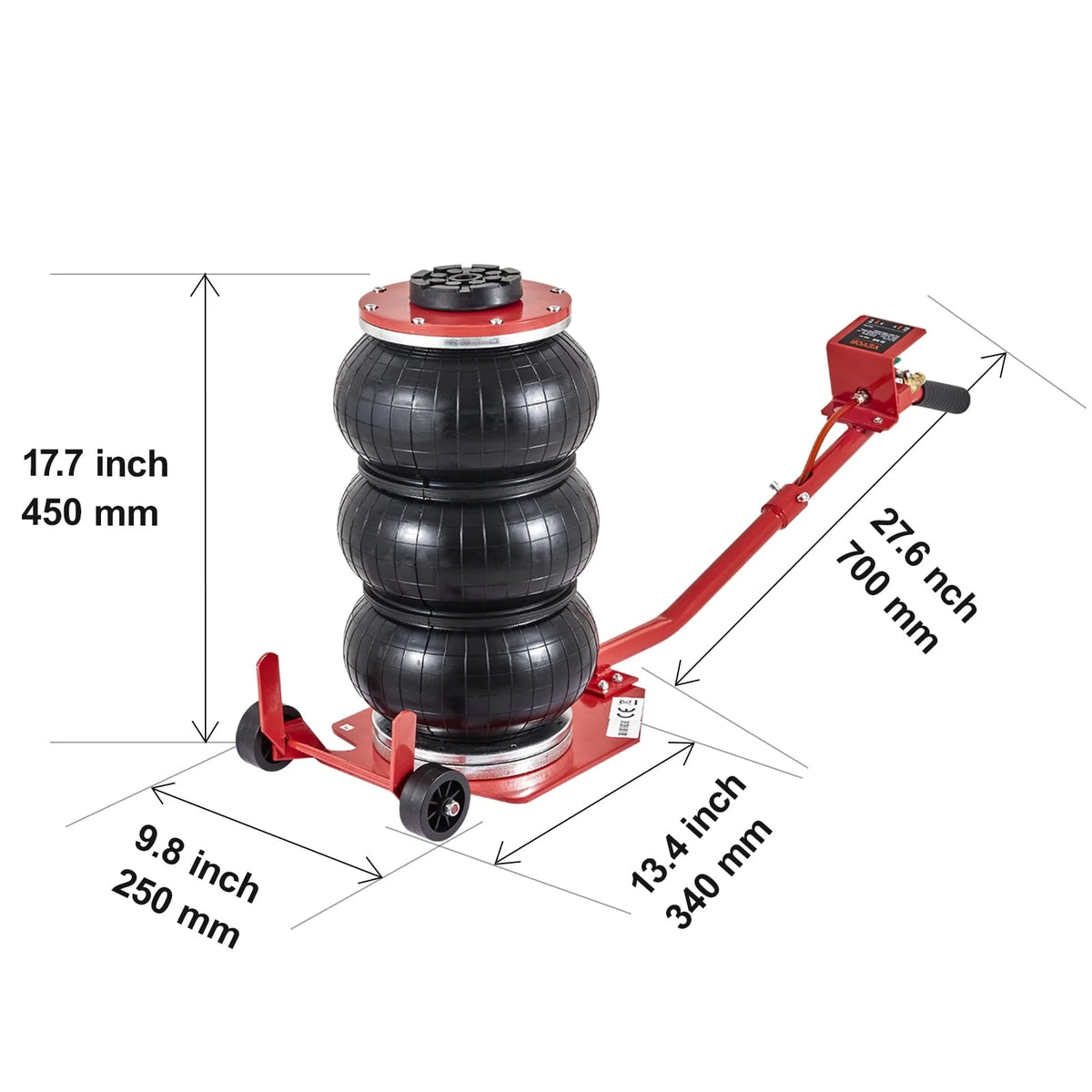 BENTISM Air Jack, 3 Ton/6600 lbs Triple Bag Air Jack, Airbag Jack with Six Steel Pipes, Lift up to 17.7 inch/450 mm, 3-5 s Fast Lifting Pneumatic Jack, with Long Handles for Car Repair