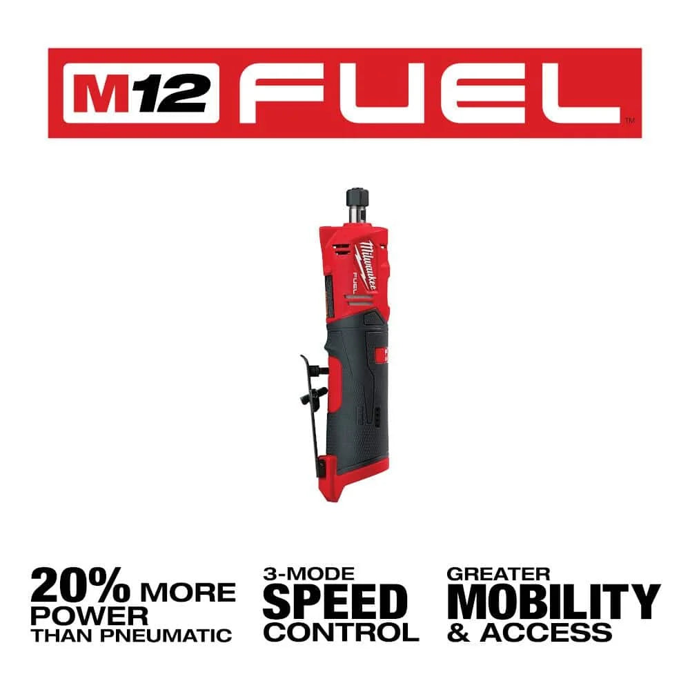 M12 FUEL 12V Lithium-Ion Brushless Cordless 1/4 in. Right Angle and Straight Die Grinder Kit (Tool-Only Kit) 2485-20-2486-20
