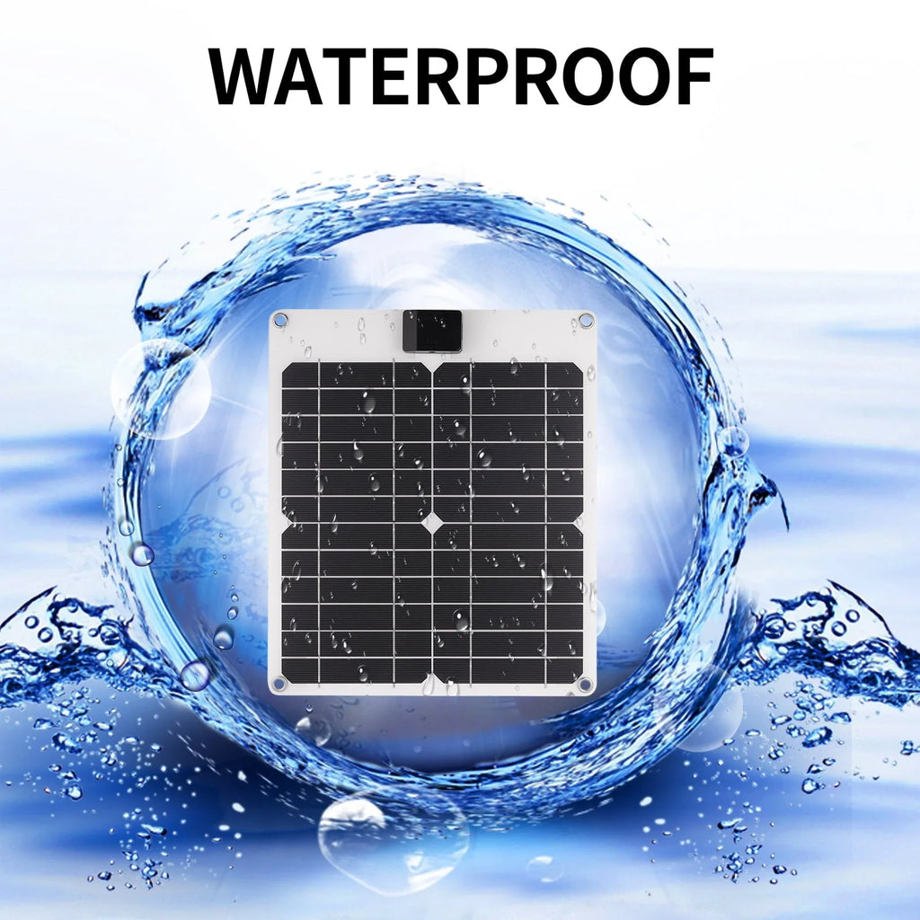 moobody 15W*2 5V/12V Solar Panel Car Battery with USB Chain Output Ports Portable Waterproof Trickle Battery & Maintainer for Car Boat Automotive RV Phones, Laptop Camera, 5V Devic