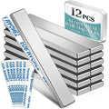 12 Pack Strong Neodymium Bar Magnets，Powerful Rare Earth Neodymium Magnets with Double-Sided Adhesive Perfect for Fridge, Garage, Kitchen, Craft, Office etc 60 x 10 x 3 mm