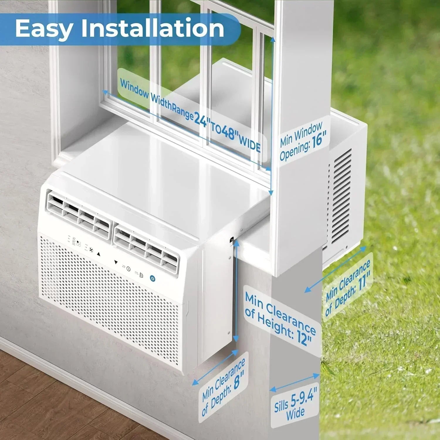 Antarctic Star U-Shaped Air Conditioner Window 12000BTU Ultra Quiet Window Air Conditioner Cools