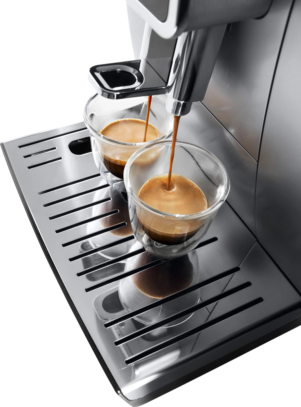 De'Longhi - Dinamica TrueBrew Over Ice Fully Automatic Coffee and Espresso Machine- Chrome and Black