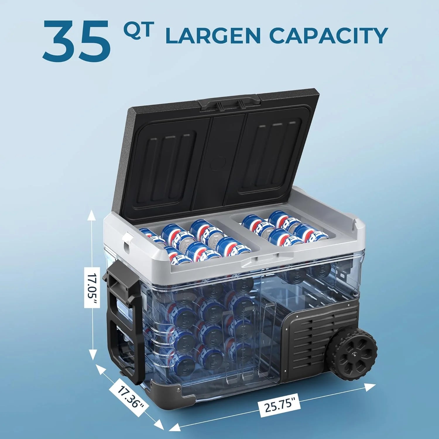 EUHOMY 12 Volt Refrigerator 53QT(50L) Electric Cooler Portable Freezer 12V/24V DC