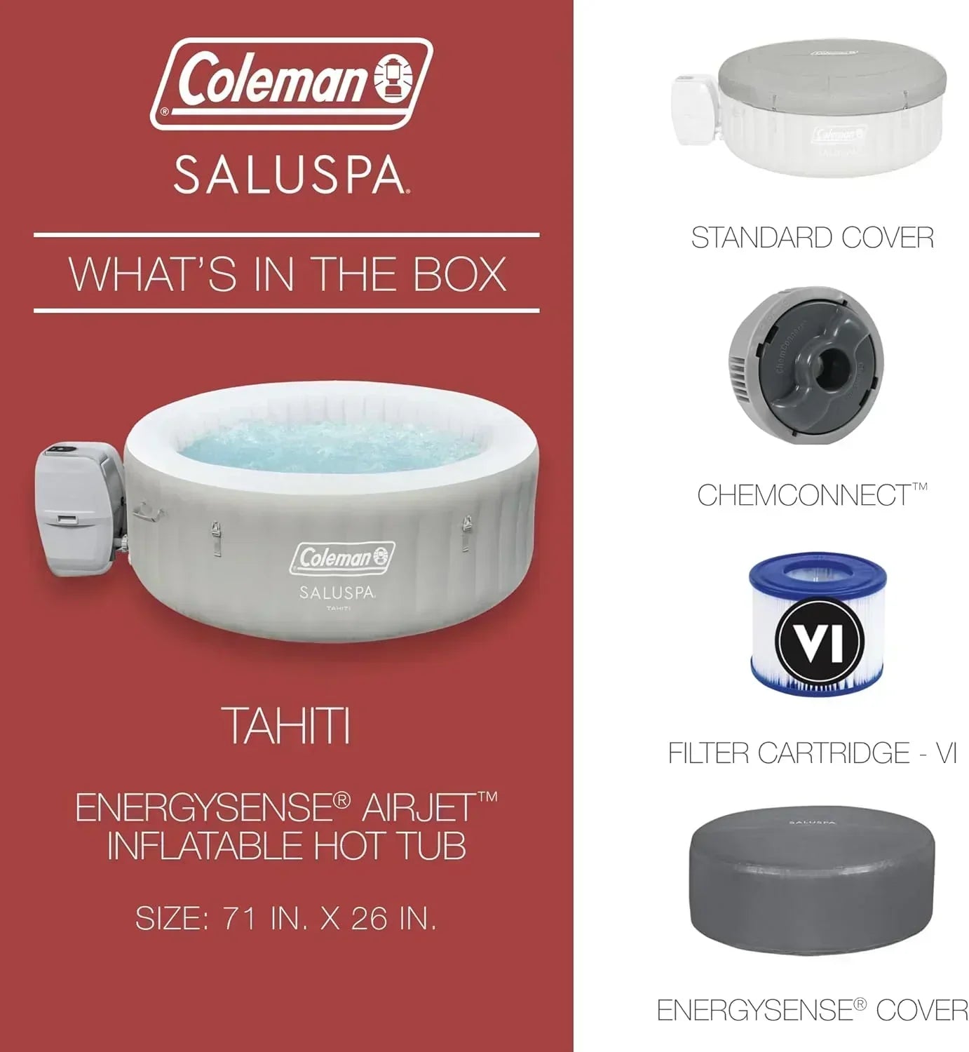 Bestway Palm Springs 4 to 6 Person EnergySense Smart AirJet Plus Inflatable Hot Tub Outdoor Spa