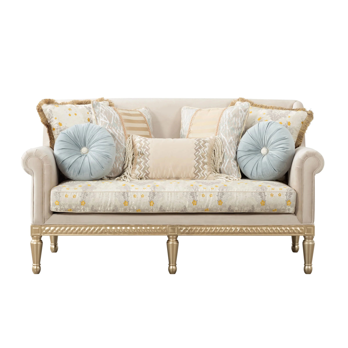 84 Modern Velvet Sofa Set, 3 Seater Couch with Loveseat for Living Room, Apartment, Beige