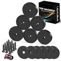 150LBS Waterproof Neodymium Magnets, Strong Magnets Heavy Duty with Screws and Iron Sheets, Round Base Cup Magnet with Countersunk Hole for Wall Mounting, Tools Hanging, etc - Black 6Pcs