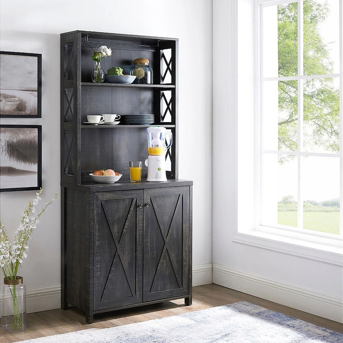 Microwave Stand Hutch Storage Cabinet