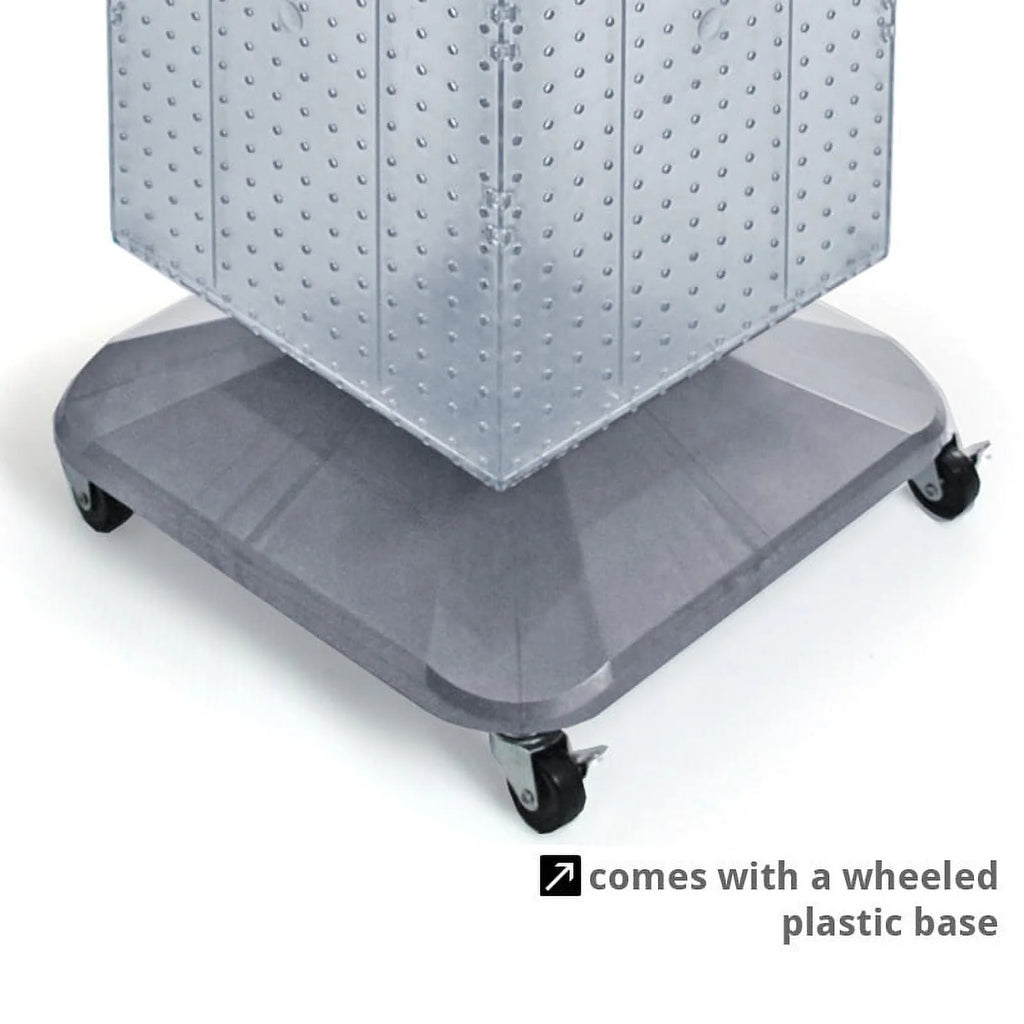 Azar Displays 701465-ORG Orange Four-Sided Pegboard Tower Floor Display on Revolving Wheeled Base. Spinner Rack Stand. Panel Size: 14W x 60H