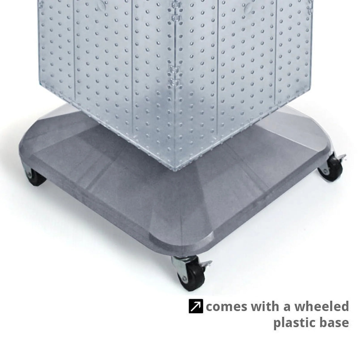 Azar Displays 701465-ORG Orange Four-Sided Pegboard Tower Floor Display on Revolving Wheeled Base. Spinner Rack Stand. Panel Size: 14W x 60H