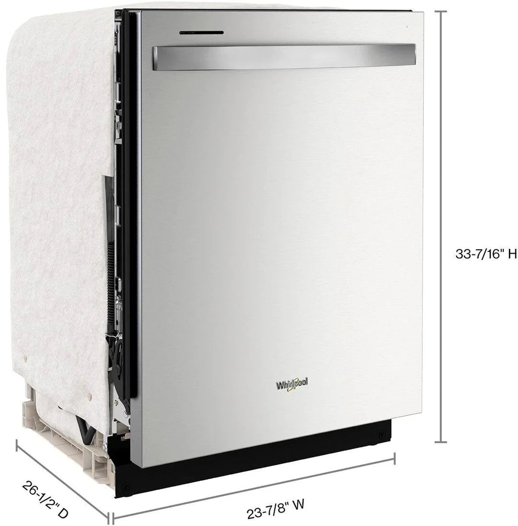 Whirlpool - 24 Top Control Built-In Dishwasher with Stainless Steel Tub, Large Capacity, 3rd Rack, 47 dBA - Stainless steel