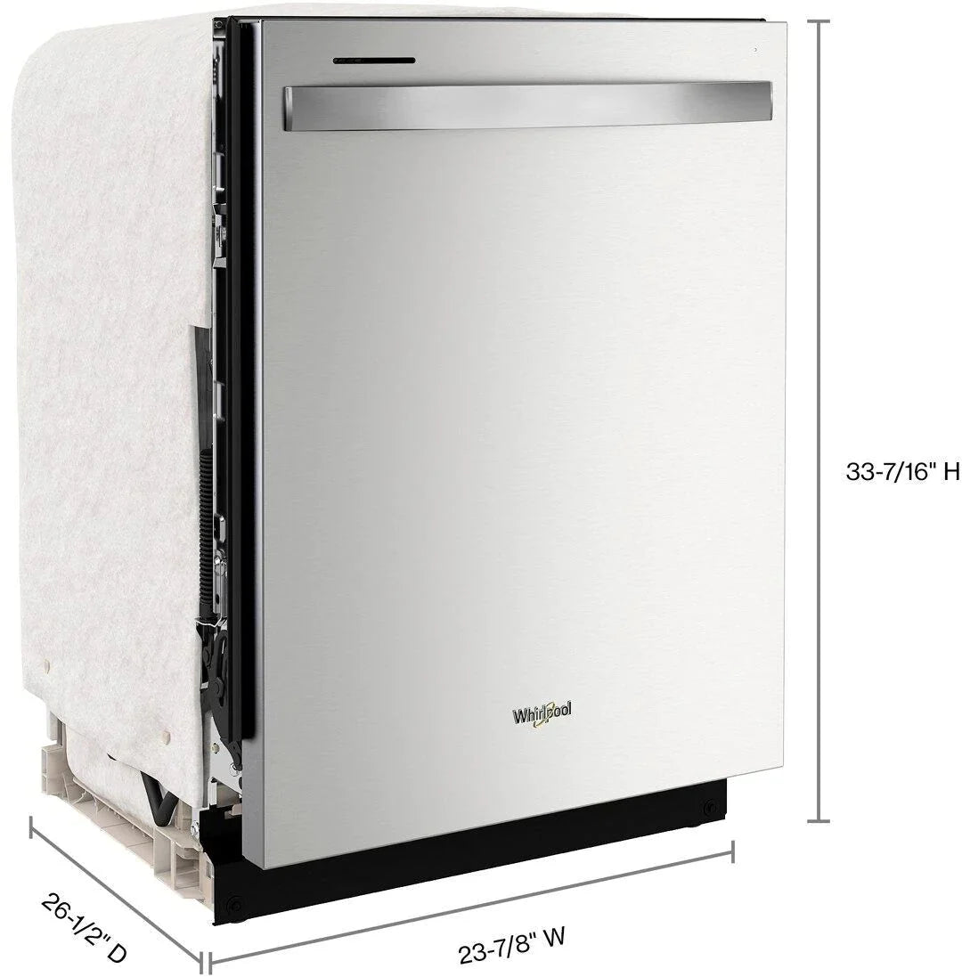 Whirlpool - 24 Top Control Built-In Dishwasher with Stainless Steel Tub, Large Capacity, 3rd Rack, 47 dBA - Stainless steel