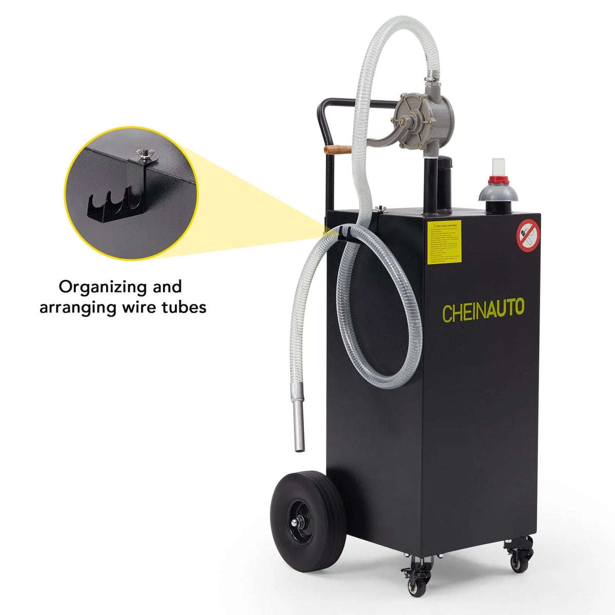 Gas Caddy, 35 Gallon Fuel Transfer Tanks with Casters & Wheels Portable Fuel Storage Tank for Cars, Boats, Lawn Mowers