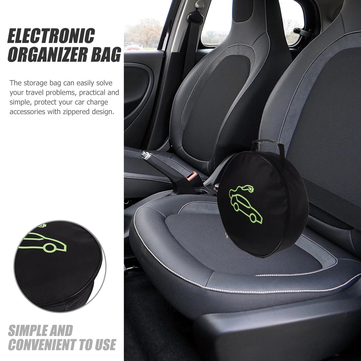 Gongxipen Round Cable Storage Bag EV Cable Bag Portable Cable Storage Bag Polyester Cable Pouch