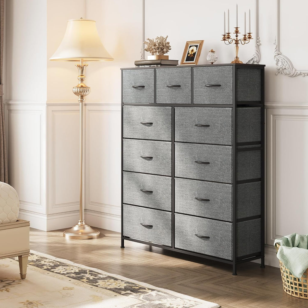 Storage Organizer Unit 11 Fabric Bins Storage Drawers Organizer Steel Frame Tall Storage Tower
