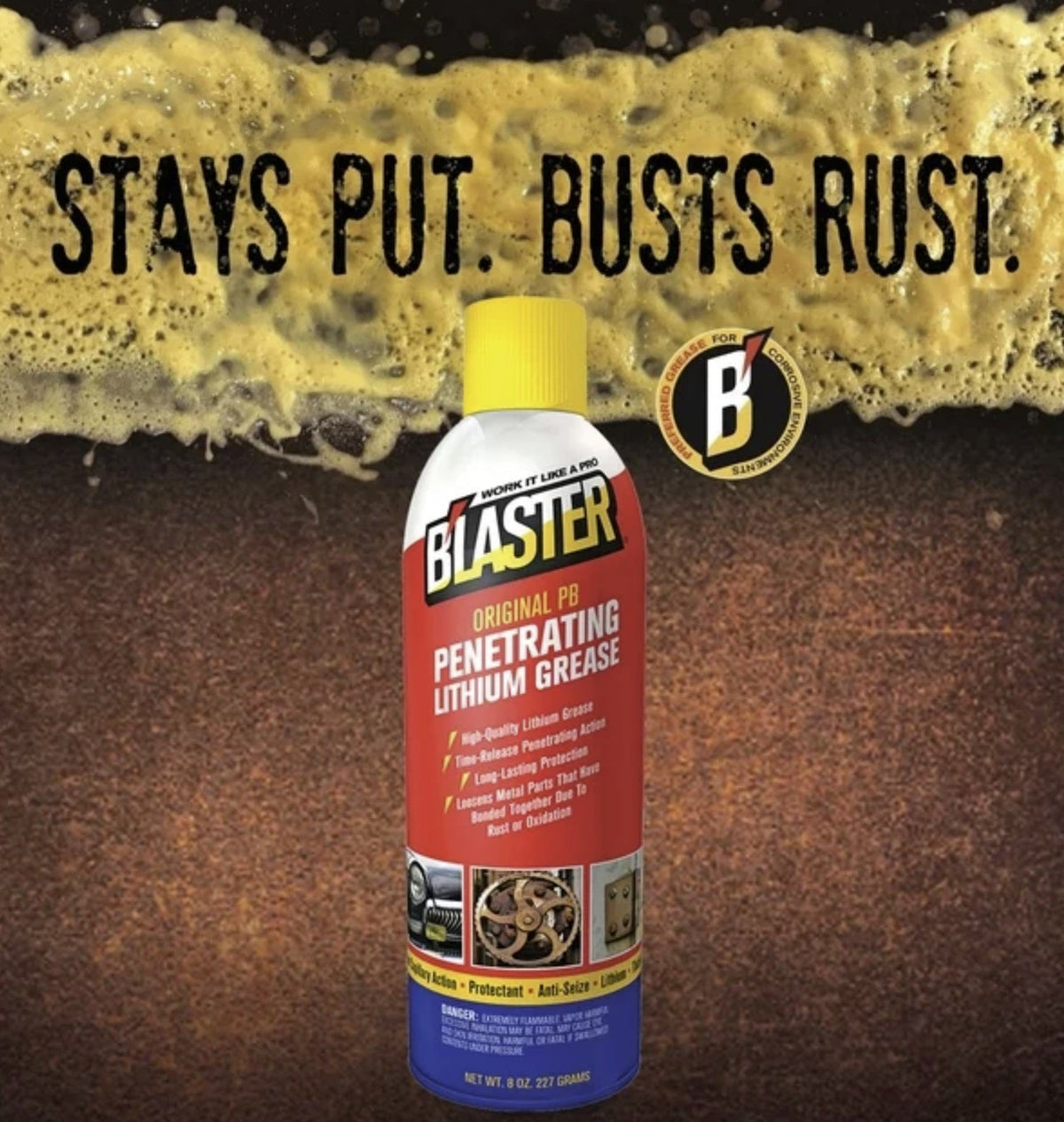 Blaster GR-8A-PB 8 oz Can of PB Infused Penetrating Lithium Grease - Quantity of 12