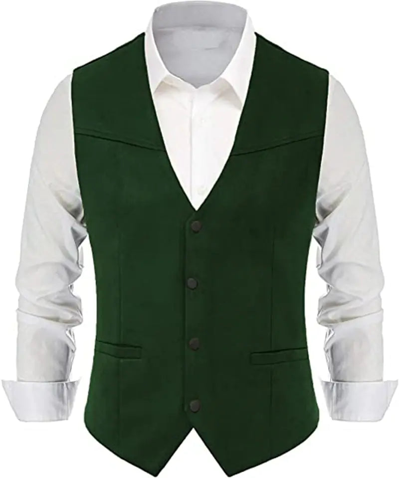 Classic Western Denim Groom Vest