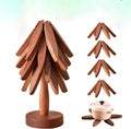 Mygametables Wooden Trivet For Hot Dishes, Tree-Shaped Solid Wood Design