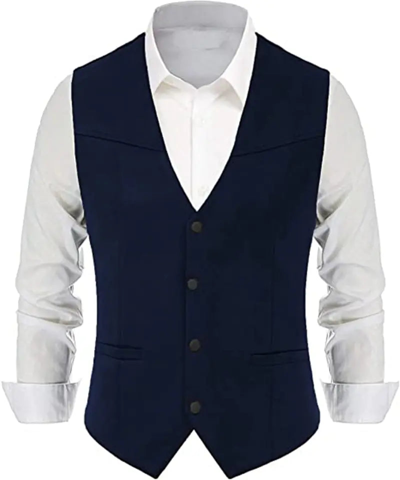 Classic Western Denim Groom Vest