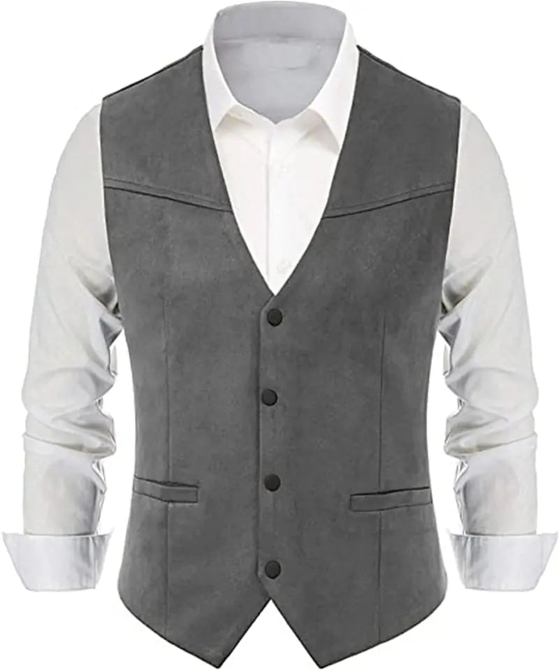 Classic Western Denim Groom Vest