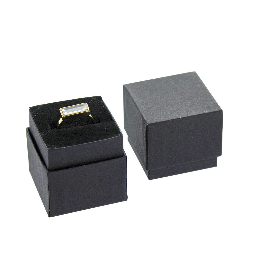 Matte Black Paper Jewelry Ring Gift Packaging Boxes With Foam Insert