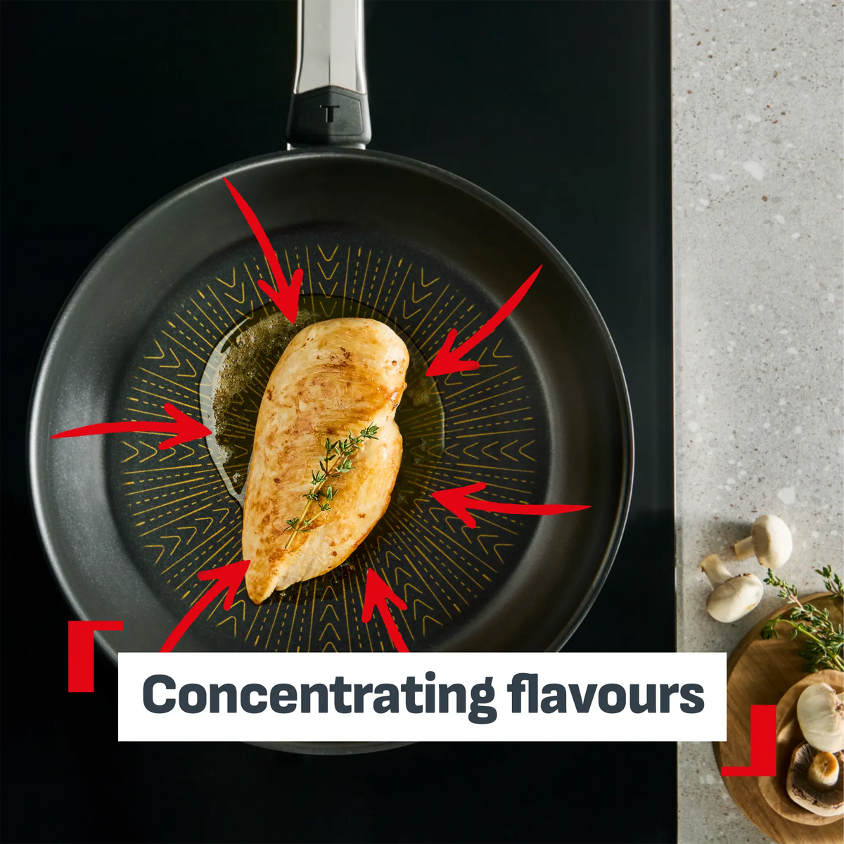 Tefal Emotion+ Flavors Induction Stainless Steel Oil Concentrating Non-Stick Frypan 28cm