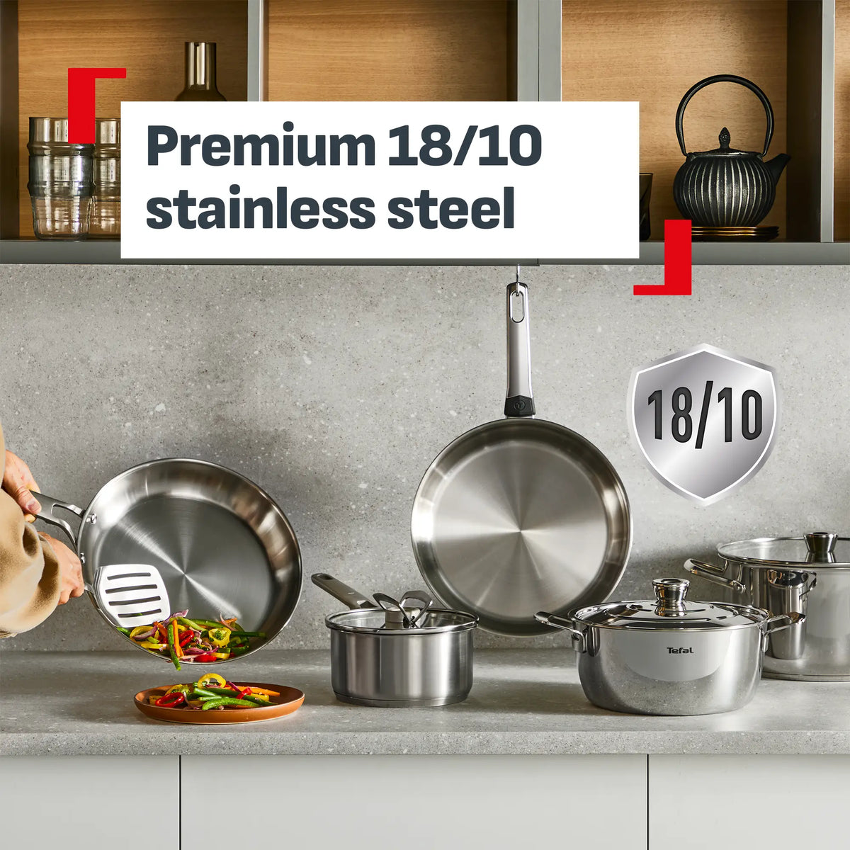 Tefal Extreme Induction Stainless Steel Uncoated Wok 28cm
