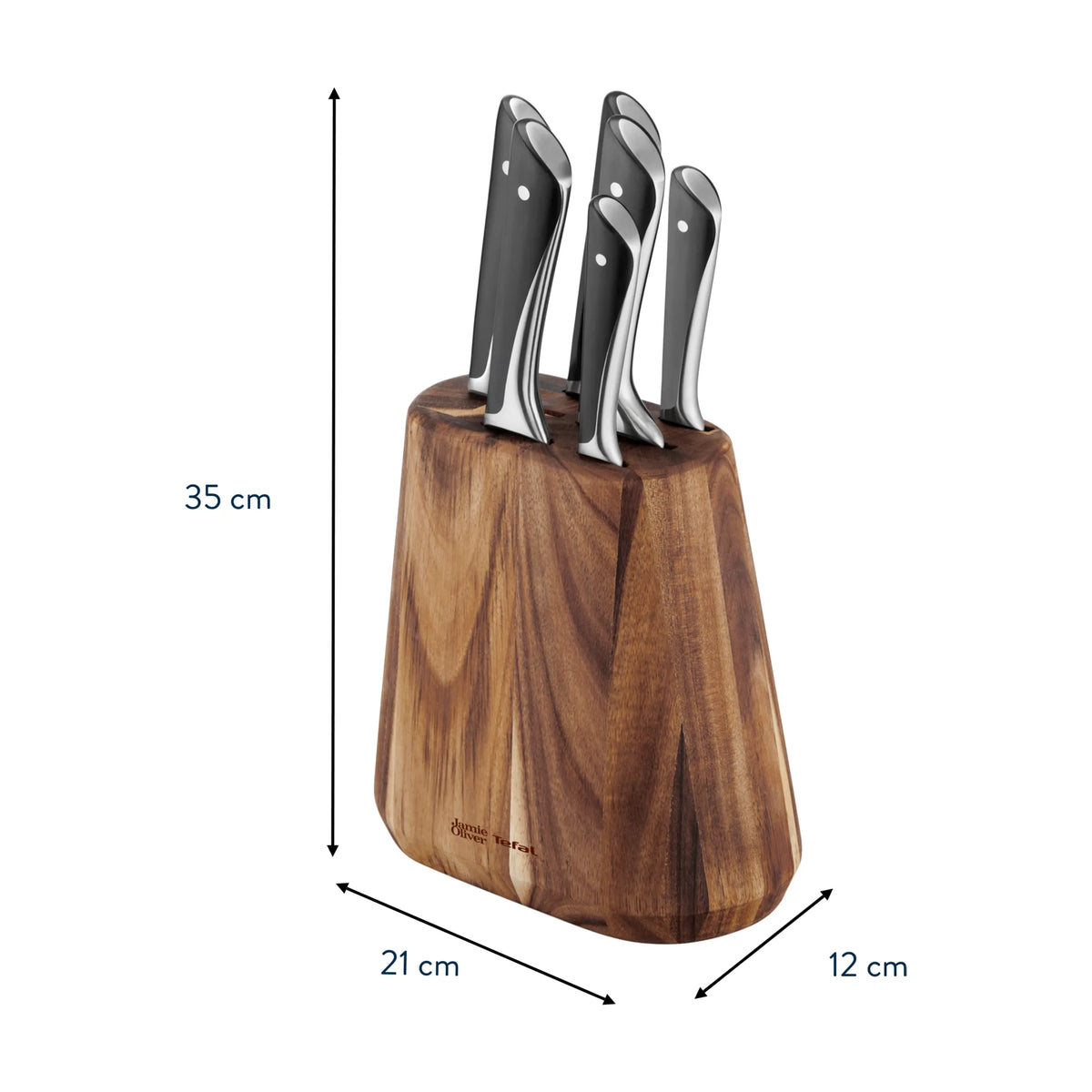 Jamie Oliver by Tefal Knife Block 6pc Set with BONUS Jamie Oliver Medium Wooden Board