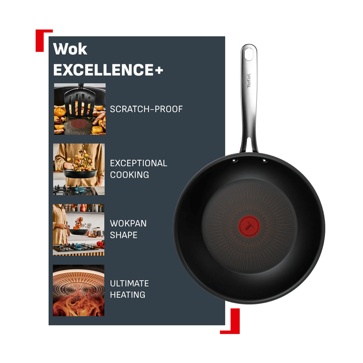 Tefal Excellence+ Induction FusionCore Non-Stick Wok 28cm