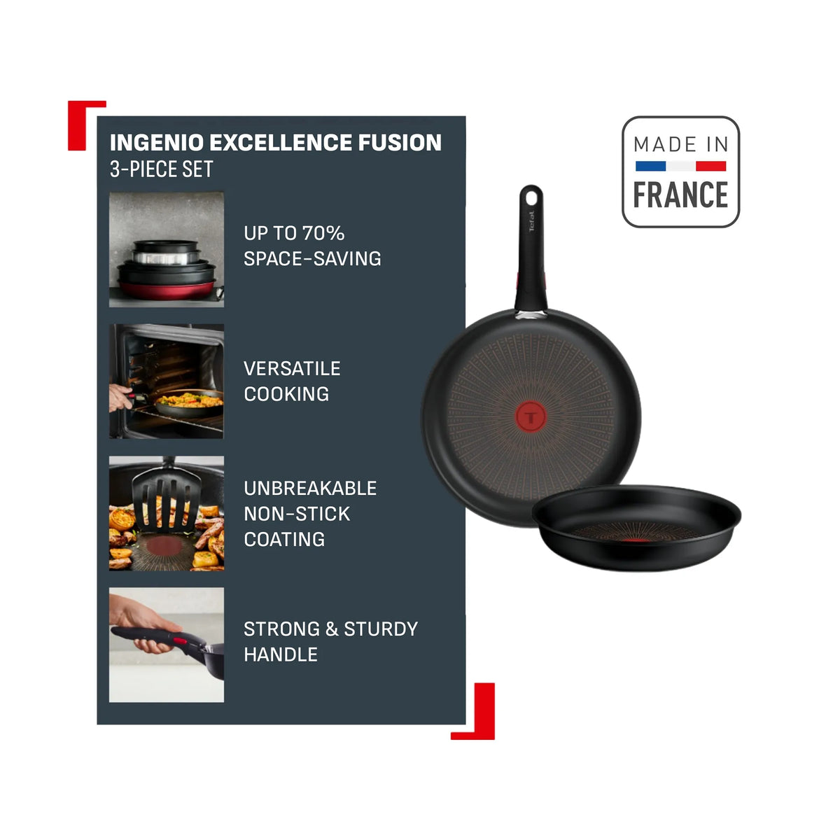 Tefal Ingenio Excellence Fusion Induction Non-Stick 3pc Set