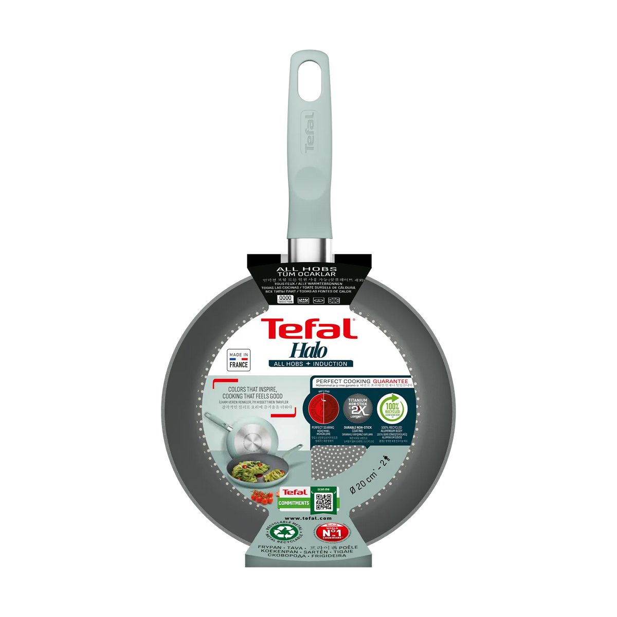 Tefal Halo Induction Non-Stick Eucalyptus Frypan 20cm