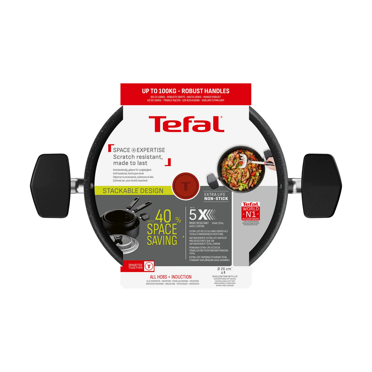 Tefal Space+ Expertise Induction Non-Stick Shallowpan 26cm + Lid