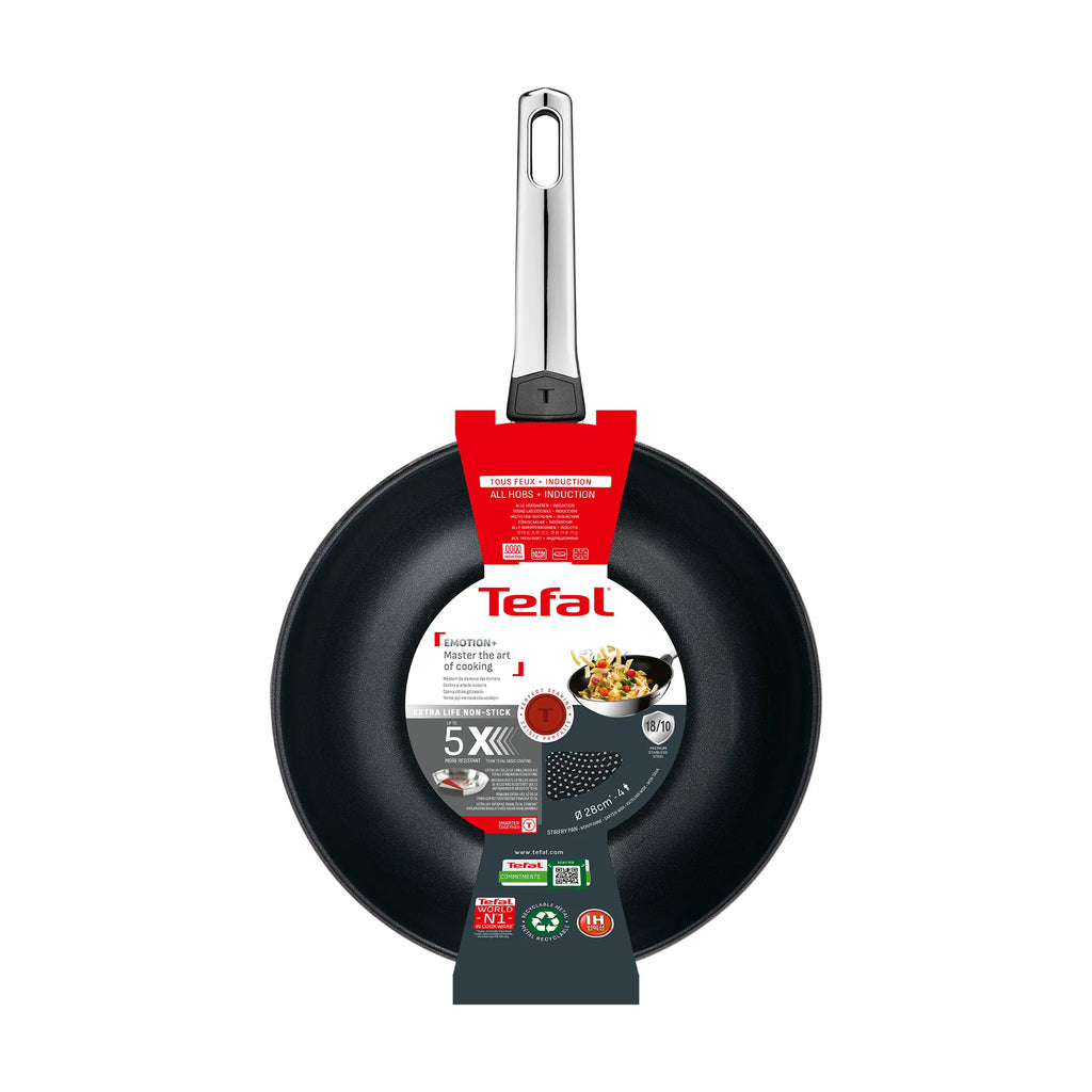 Tefal Emotion+ Induction Stainless Steel Uncoated Wok 28cm